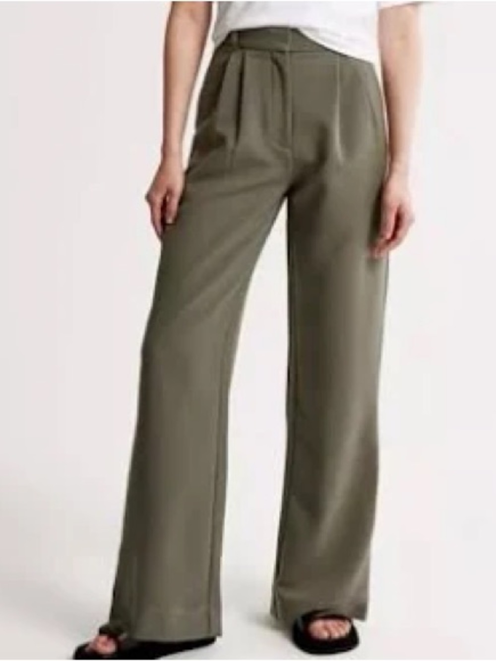 Abercrombie & Fitch Olive Green Wide-Leg Trousers